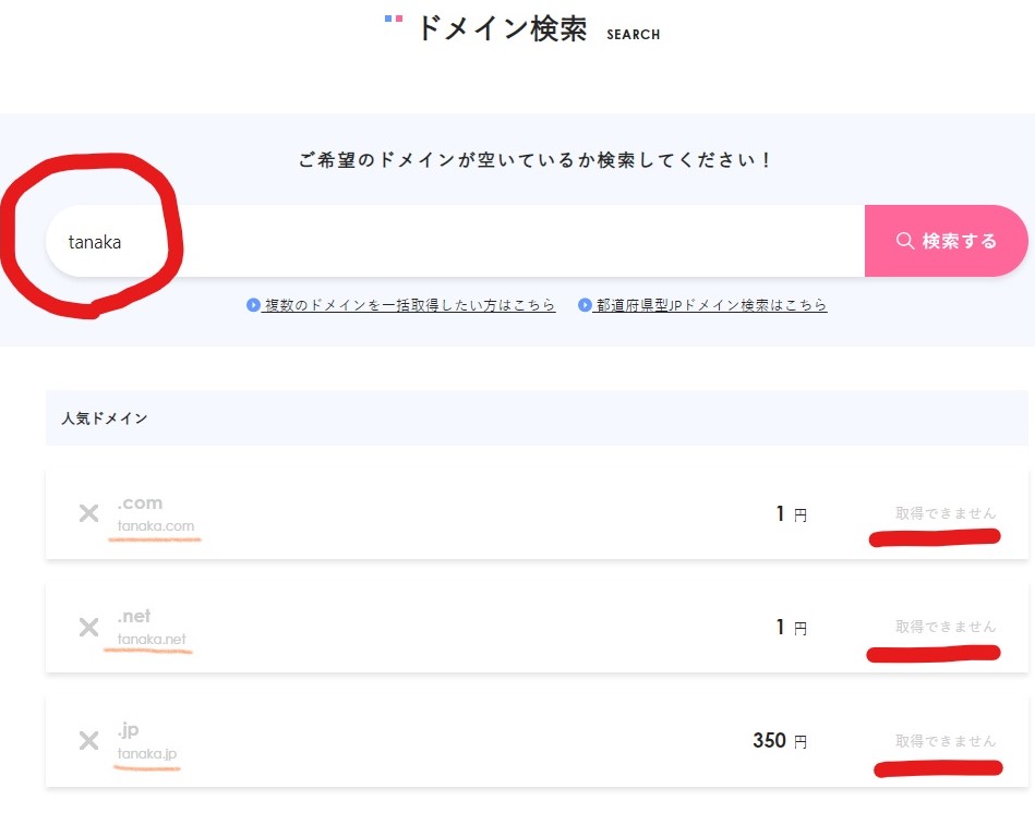 独自ドメイン検索